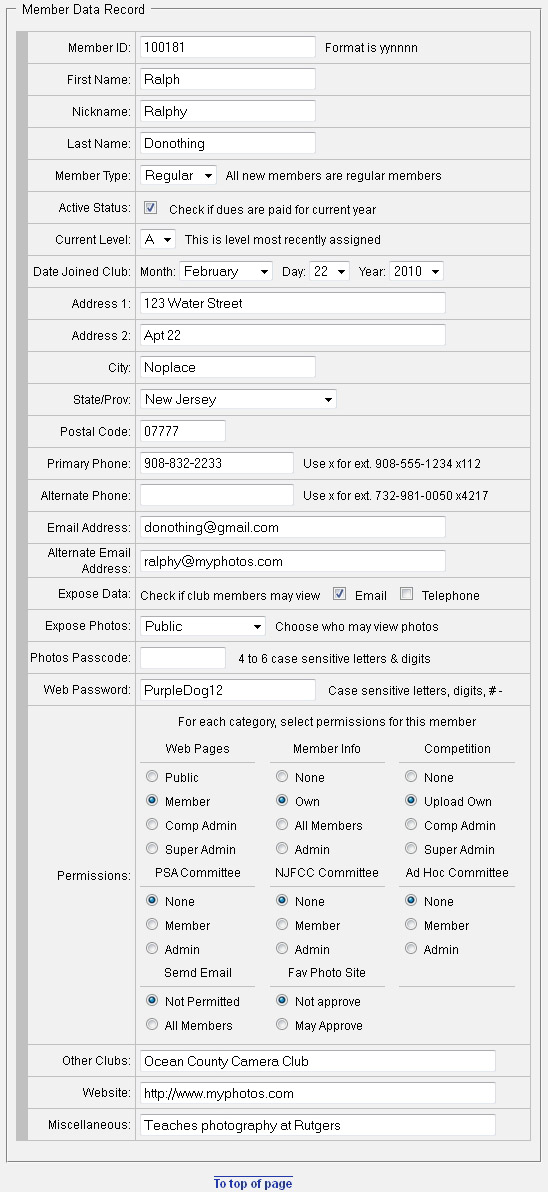 personal information