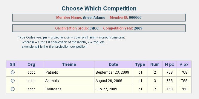 competition selection